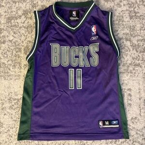 Youth Medium Reebok Apparel Milwaukee Bucks TJ Ford Purple Basketball Jersey